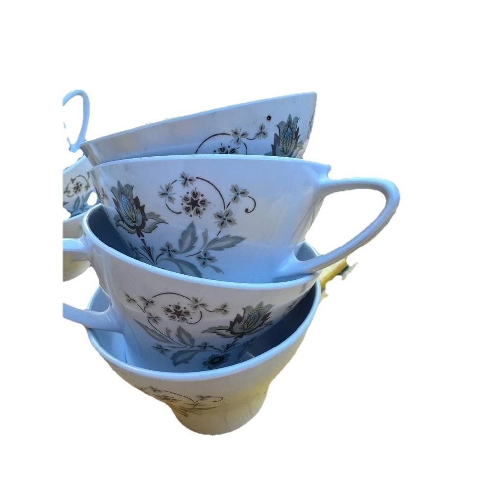 Vintage White Noritake Set of 11 Cups Creamer Green Floral Pattern Melamine - Picture 5 of 14